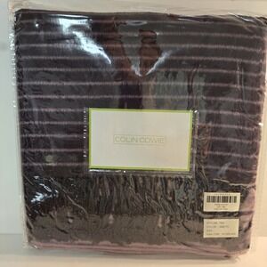 Colin Cowie Deep Amethyst Purple 50" x 60" Ombre Stripe Throw Fringe Blanket NEW
